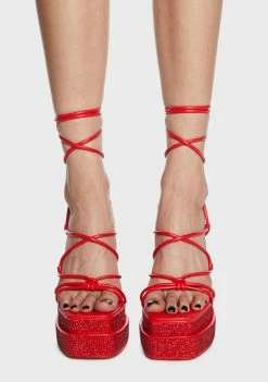Coupon 💯 Public Desire Red Glow Girl Block 👠 Heels 🤩 7 Public Desire Red Glow Girl Block Heels