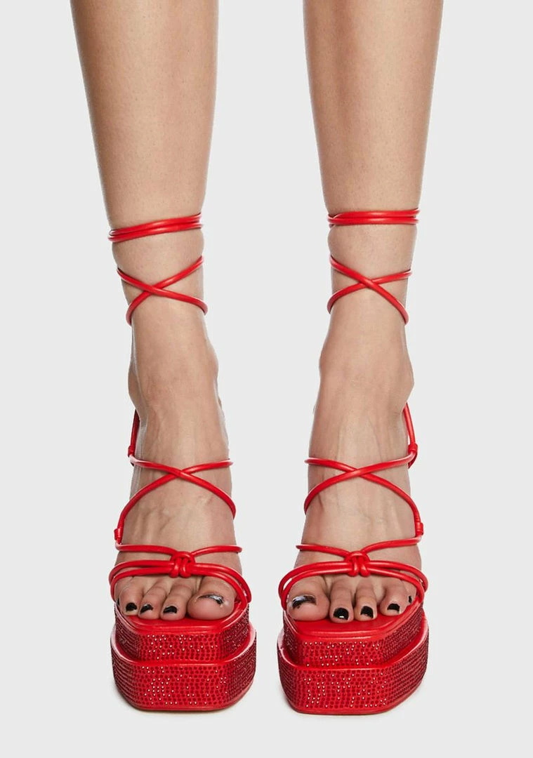 Coupon 💯 Public Desire Red Glow Girl Block 👠 Heels 🤩 3 Public Desire Red Glow Girl Block Heels