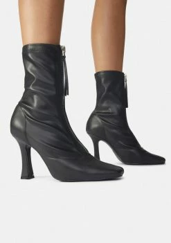 Public Desire Black Peppa Zip Up Ankle Boots