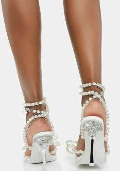 Public Desire Pearl Bow Wrap Around Clear Heels