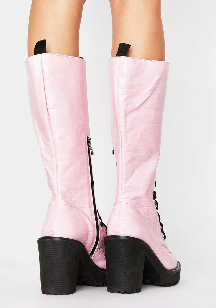 Best Pirce ⭐ Public Desire 🥾 Boots & Booties Pink Aneko Lace Up 🥾 Boots 💯 4 Public Desire Boots & Booties Pink Aneko Lace Up Boots