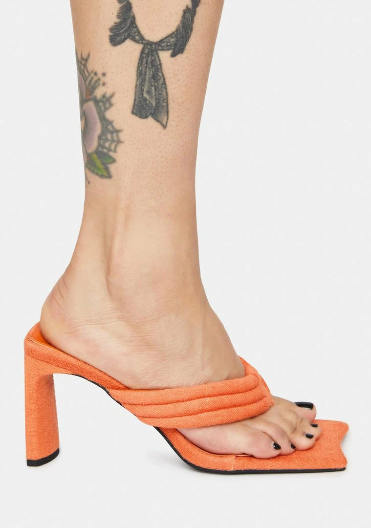Brand new 😀 Public Desire Orange Resort Thong Heeled Mules 😍 2 Public Desire Orange Resort Thong Heeled Mules