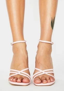 Public Desire Pink Snake Nina Block Heels