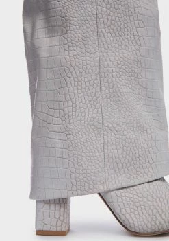 Hot Sale 🥰 Public Desire Grey Zendaya Foldover Croc 🥾 Boots 🥾 Boots & Booties 🔥 7 Public Desire Grey Zendaya Foldover Croc Boots Boots & Booties
