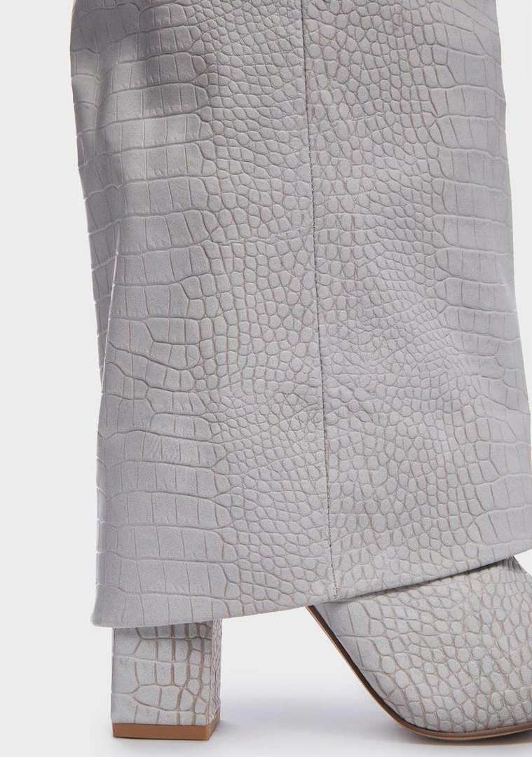 Hot Sale 🥰 Public Desire Grey Zendaya Foldover Croc 🥾 Boots 🥾 Boots & Booties 🔥 4 Public Desire Grey Zendaya Foldover Croc Boots Boots & Booties