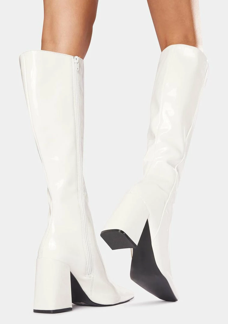 Wholesale ๐ Public Desire White Apology Patent Knee High ๐ฅพ Boots ๐ฅพ Boots & Booties โ๏ธ 5 Public Desire White Apology Patent Knee High Boots Boots & Booties