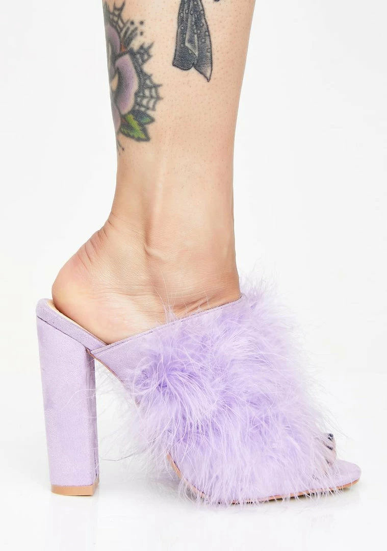 Best deal π Public Desire Lilac Plume Marabou Mules π 3 Public Desire Lilac Plume Marabou Mules