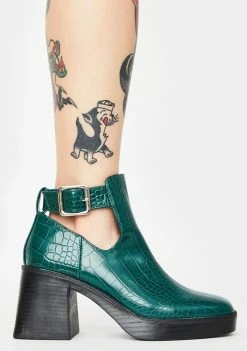 Public Desire Green Latoya Ankle Boots