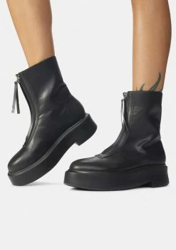 Public Desire Black Leoni Zip Up Ankle Boots Boots & Booties