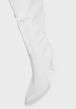 Public Desire White Daphne Thigh High Boots Heeled Boots