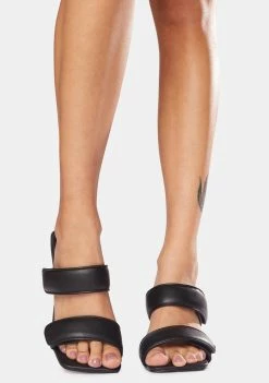 Public Desire Heels Kora Velcro Strap Square Toe Heeled Mules