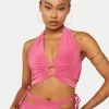 Public Desire Paradise Pink Plunge Strappy Crop Top