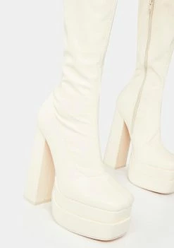 Public Desire Ecru Identity Platform Boots