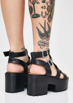Public Desire Black Teresa Chunky Platform Sandals Platforms