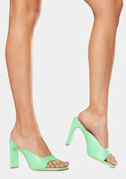 Public Desire Green Abelle Mono Square Toe High Heels