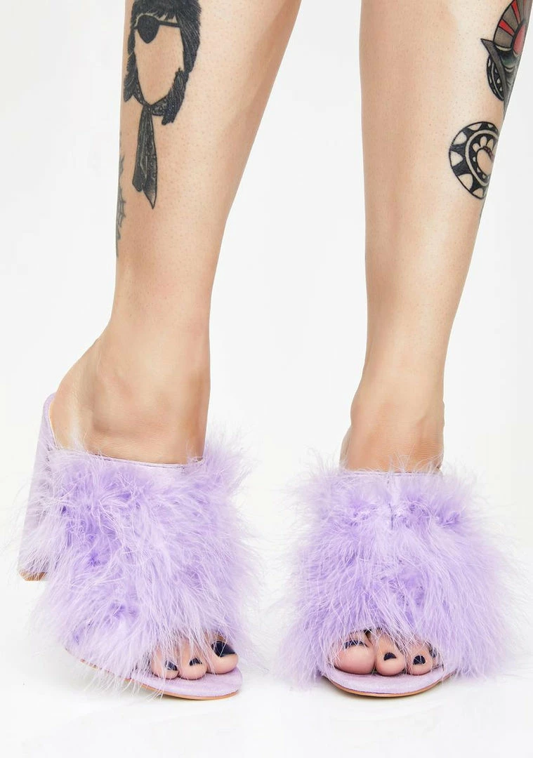 Best deal π Public Desire Lilac Plume Marabou Mules π 5 Public Desire Lilac Plume Marabou Mules