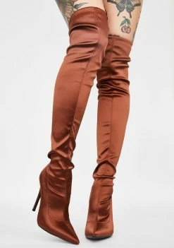 Public Desire Boots & Booties Liquid Satin Knee High Boots