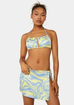 Public Desire Swirl Printed Tie Wrap Mini Skirt