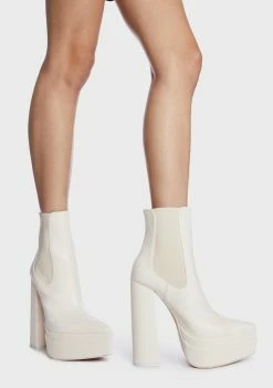 Public Desire Ecru Cady Platform Chelsea Boots