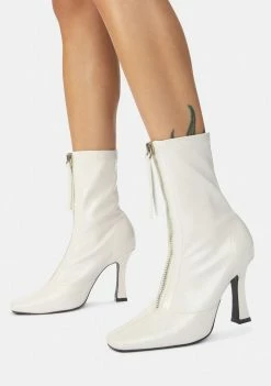 Public Desire Boots & Booties White Peppa Zip Up Ankle Boots