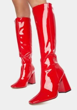 Public Desire Apology Patent Knee High Boots