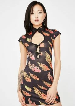 Public Desire Flame Bodycon Mini Dress