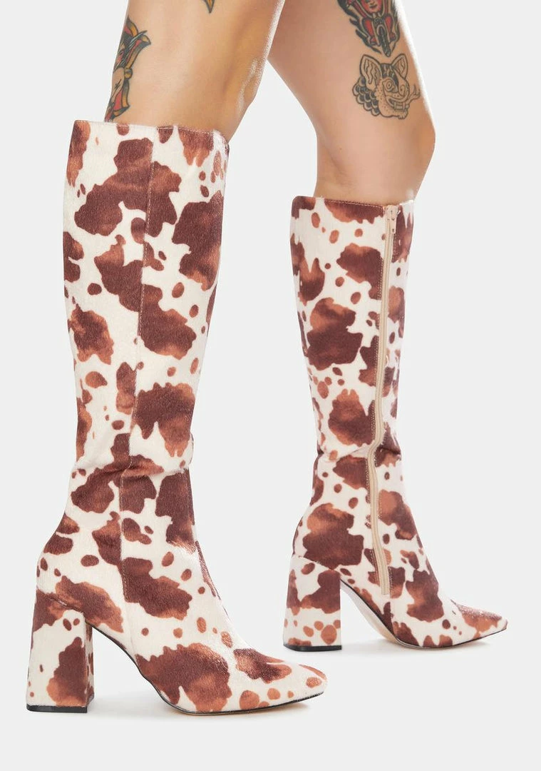 Hot Sale ๐งจ Public Desire Apology Cowhide Knee High ๐ฅพ Boots ๐ 3 Public Desire Apology Cowhide Knee High Boots