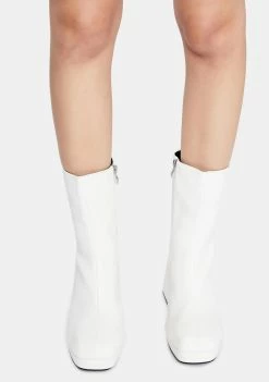 Public Desire White Imagine Chunky Heel Ankle Boots Boots & Booties