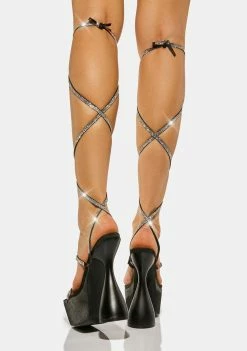 Public Desire Shine Satin Diamante Lace Up Heels