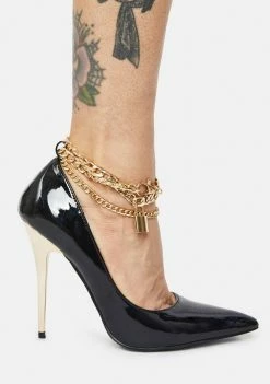 Public Desire Luv Chain Anklet Stiletto Court Heels