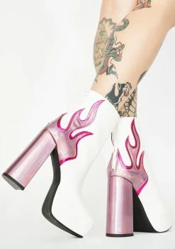 Public Desire White Ablaze Platform Boots Platforms