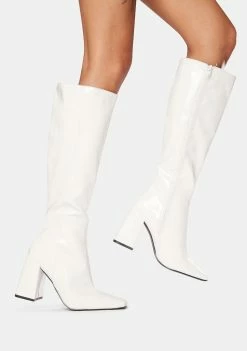 Wholesale ๐ Public Desire White Apology Patent Knee High ๐ฅพ Boots ๐ฅพ Boots & Booties โ๏ธ 7 Public Desire White Apology Patent Knee High Boots Boots & Booties