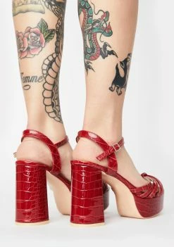 Public Desire Red Nadia Platform Heels Platforms
