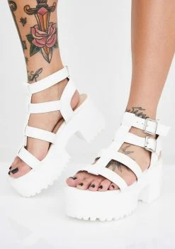 Public Desire White Teresa Chunky Platform Sandals Platforms