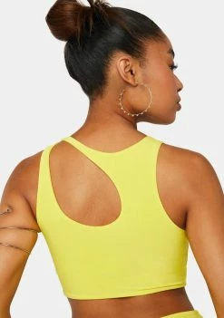 Public Desire Sulphur Yellow Cut-Out Crop Top Tank Crop Top