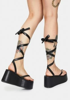 Public Desire Lady Lace Up Ribbon Platforms