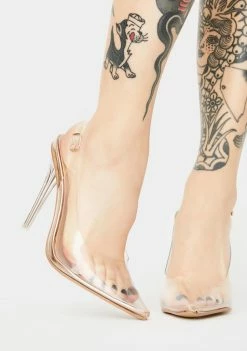 Public Desire Rose Gold Ruby Clear Heels