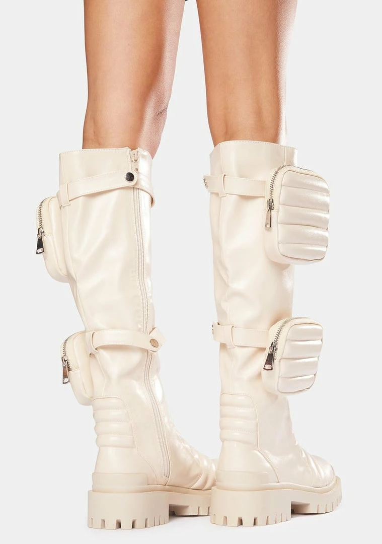 Coupon 🎉 Public Desire Bone Tayla Knee High 🥾 Boots 🎉 4 Public Desire Bone Tayla Knee High Boots