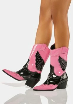 Public Desire Pink Howdy Cowboy Boots
