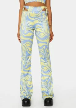 Public Desire Swirl Printed Exposed Tie Thong Flares