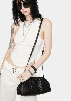 Public Desire Project Black Weave Clutch Bag Bags & Wallets
