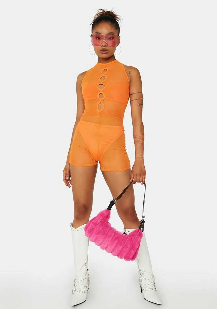 Deals 🤩 Public Desire Orange Cut-Out Mesh Sleeveless Unitard Rave & Festival Playsuits 👍 3 Public Desire Orange Cut-Out Mesh Sleeveless Unitard Rave & Festival Playsuits