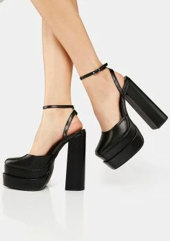 Public Desire Black Vegan Leather Moonchild Platform Heels