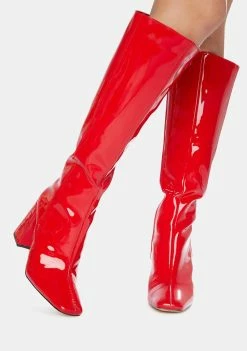 Public Desire Apology Patent Knee High Boots