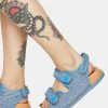 Public Desire Aqua Carmen Denim Flat Sandals