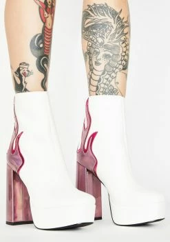 Public Desire White Ablaze Platform Boots Platforms