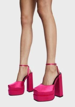 Public Desire Fuchsia Satin Moonchild Platform Heels