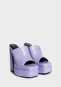 Public Desire Neon Purple Sky High Platform Mules