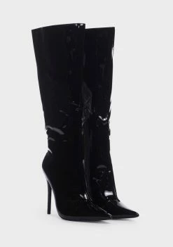 Public Desire Horizon Patent Knee High Boots