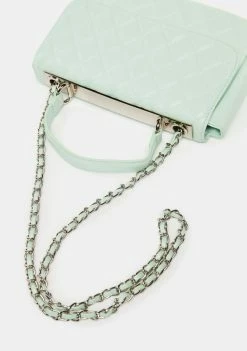 Public Desire Mint The Vienna Quilted Crossbody Shoulder Handbag Crossbody Bags